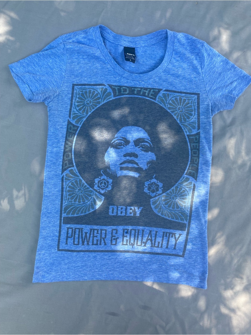 Obey Heather Blue Graphic Tee with Black Label